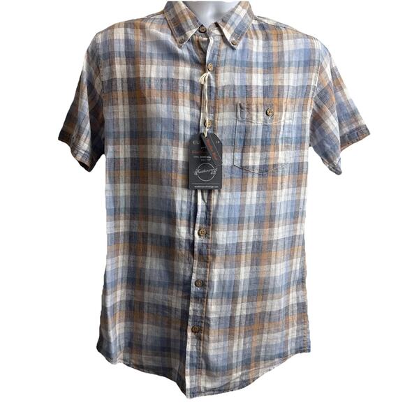 Weatherproof Vintage Mens Small Plaid Short Sleeve Button Down Shirt Spring NWT - Picture 1 of 11